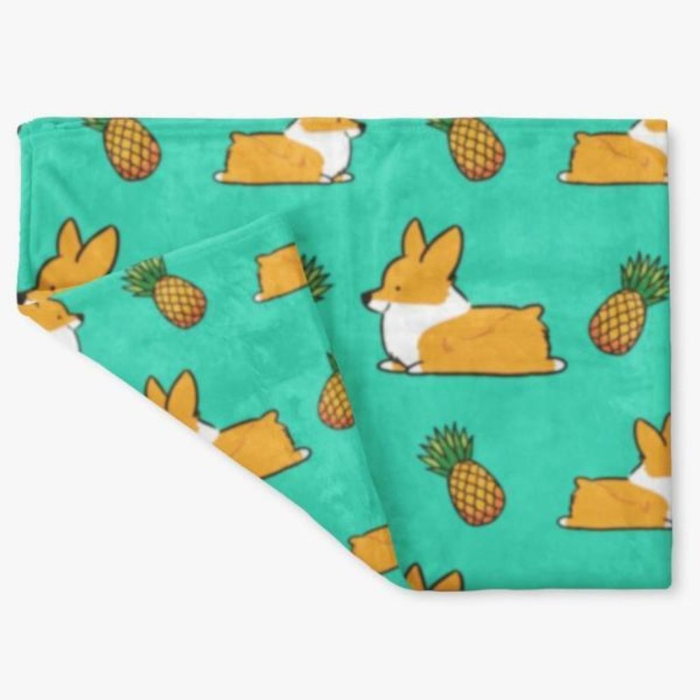 Corgi Pineapple Blanket - Picture 3 of 3